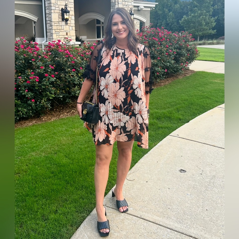Impressions Black and Pink Floral Dress